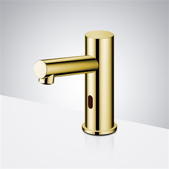 Polished Gold Commercial Hygienic Restroom Touchless Sensor Faucet